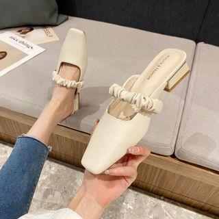 Shirred Strap Mary Jane Mules