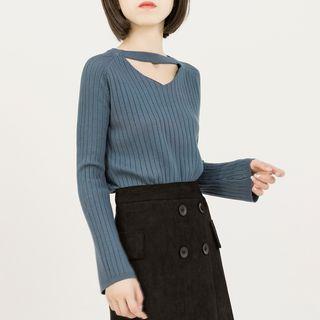 Cut-out Rib Knit Sweater