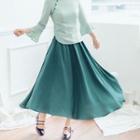 Linen Maxi A-line Skirt