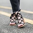 Lace-up Block-heel Sandals