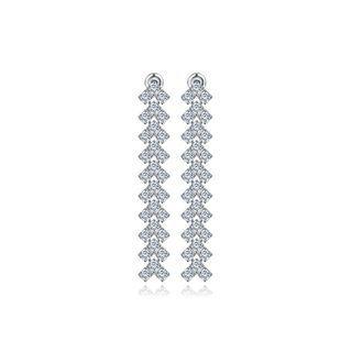 Fashion Simple Geometric Cubic Zirconia Long Earrings Silver - One Size