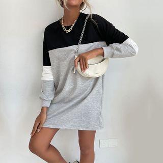 Long Sleeve Color Block Dress