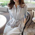 Tie-waist 3/4-sleeve A-line Dress