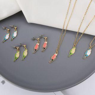 Glaze Bird Pendant Necklace / Dangle Earring