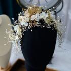 Floral Wedding Crown 1pc - Gold & White - One Size