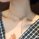 Rhinestone Bow Choker As Shown In Figure - One Size