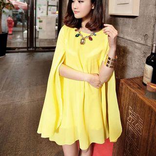 Cape Long-sleeve Mini Chiffon Dress