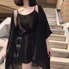 Set: Long Cardigan + Camisole + Shorts