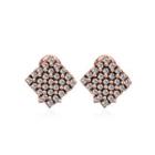 Fashion Brilliant Plated Rose Gold Geometric Diamond Austrian Element Crystal Stud Earrings Rose Gold - One Size