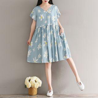 Floral Short-sleeve A-line Dress