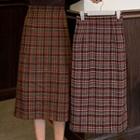 Plaid High-waist Loose-fit A-line Skirt