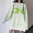 Oversize Lettering Printed Knit Sweater