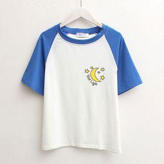 Moon Print Raglan Short-sleeve T-shirt