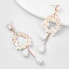 Flower Resin Faux Pearl Dangle Earring 1 Pair - White - One Size