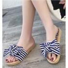Stripe Bow Slide Sandals
