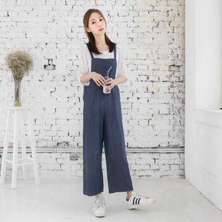 Plain Wide Leg Dungaree