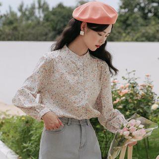 Floral Print Blouse Orange Floral - White - One Size