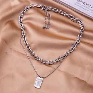 Pendant Necklace Xl606 - Silver - One Size