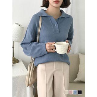 Loose-fit Polo Knit Top