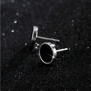 Metal Stud Earring 1 Pc - Black - One Size