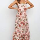 Floral Print Sleeveless Maxi A-line Dress