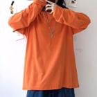 Long-sleeve Plain Oversized T-shirt