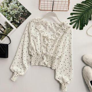 Frill-trim Heart Print Blouse