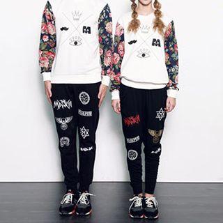 Couple Matching Floral Panel Pullover