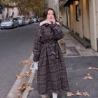 Plaid Long Padded Button Coat