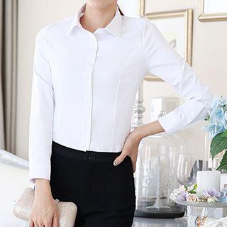 Plain Long-sleeve Blouse / Trousers / Skirt