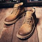 Genuine Leather Lace Up Shorts Boots