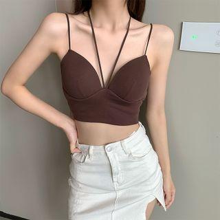 Plain Double Suspender Cropped Tank Top
