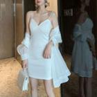 Set: Spaghetti Strap Dress + Light Jacket