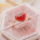 Heart Ring Red Heart - Gold - One Size