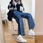 Two Tone Loose Fit Straight Leg Jeans