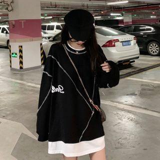 Contrast Stitch Mock Two-piece Sweatshirt