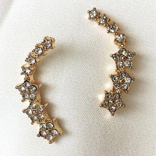 Rhinestone Star Earring S925 - Stud Earrings - 1 Pair - Star - One Size