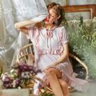 Short-sleeve Frill Trim Sleepdress