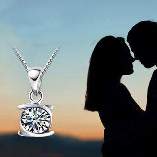 Rhinestone Pendant Sterling Silver Necklace 1 Pc - Pendant - 925 Silver - Silver - One Size
