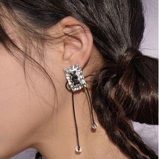 Rectangle Sterling Silver Fringed Earring