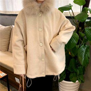 Faux Fur Trim Woolen Coat