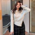 Zipped Cable-knit Sweater White - One Size