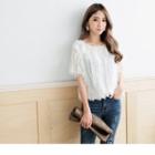 Feather Panel Short Sleeve Top