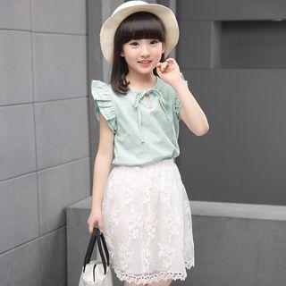 Set: Flutter Sleeve Top + Lace Skirt
