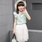 Set: Flutter Sleeve Top + Lace Skirt