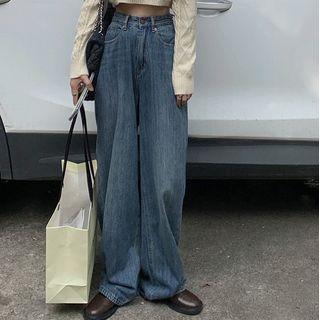 High-waist Washed Wide Leg Denim Pants