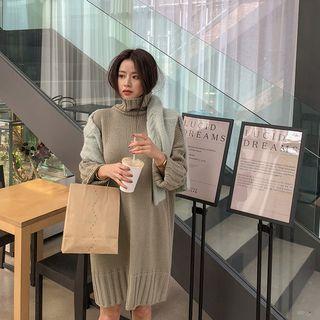 Turtleneck Boxy Sweater Dress