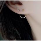 925 Sterling Silver Hoop Earring 1 Pair - Gold - One Size