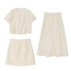 Short Sleeve Waffle Shirt / A-line Mini Skirt / Maxi Skirt