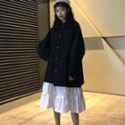 Plain Buttoned Coat / Midi A-line Skirt